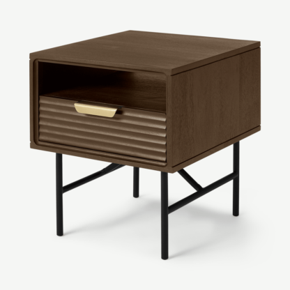 An Image of Haines Bedside Table, Mango Wood & Brass