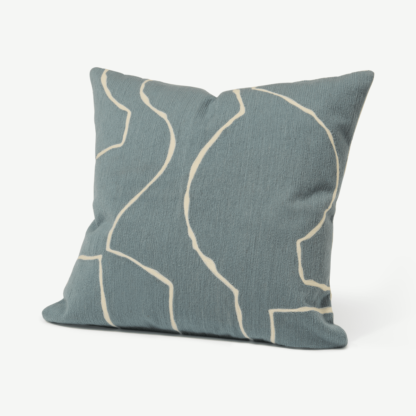 An Image of Nuwan Embroidered Cushion, 50 x 50 cm, Slate Blue