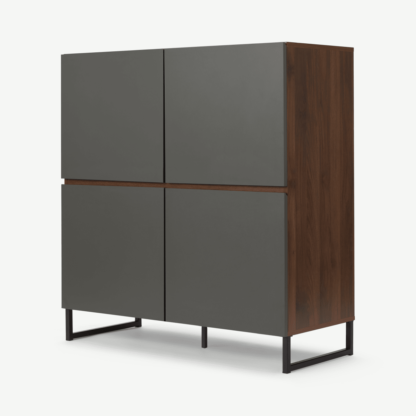 cb0b53849b5d511183e1e8b6b2c8e7987beb6745ea5d42462b764db42b6590eb-1.png An Image of Hopkins Highboard, Walnut Effect & Grey