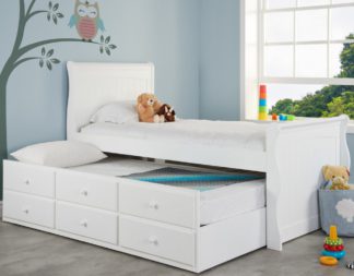 An Image of Verona White Wooden Storage Guest Bed Frame - 3ft Single
