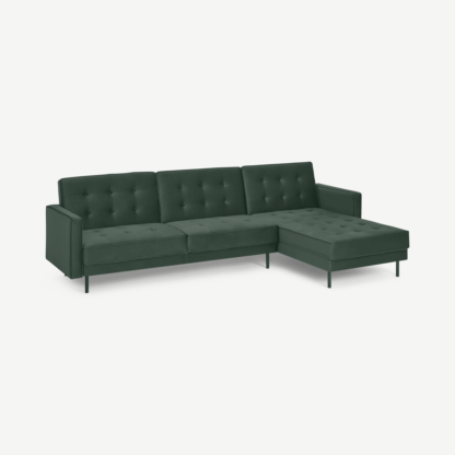 An Image of Rosslyn Right Hand Facing Chaise End Click Clack Sofa Bed, Autumn Green Velvet