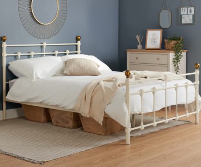 An Image of Atlas Cream Metal Bed Frame - 4ft6 Double
