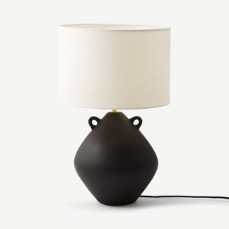 An Image of Urn Table Lamp, Black Ceramic