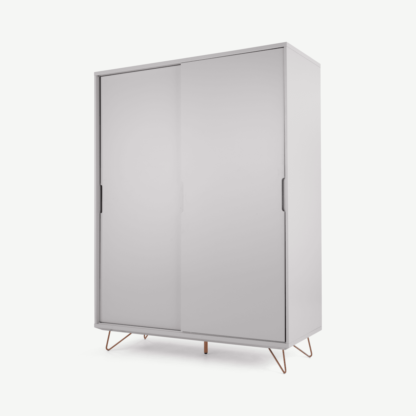 An Image of Elona Sliding Wardrobe, Grey and Copper