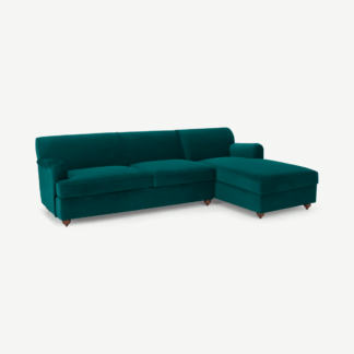 An Image of Orson Right Hand Facing Chaise End Sofa Bed, Velvet Seafoam Blue