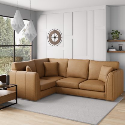 An Image of Austin Faux Leather Corner Sofa Tan