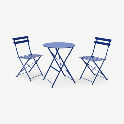 An Image of 2 Seat Garden Folding Bistro Set, Blue