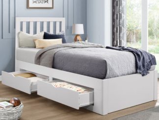 An Image of Appleby White Wooden 4 Drawer Storage Bed Frame - 3ft Single