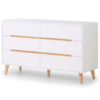 An Image of Alicia White and Oak 6 Drawer Wide Wooden Chest