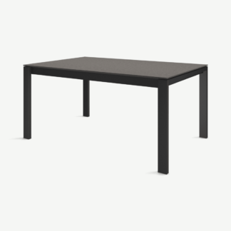 An Image of Corinna 6 Seat Dining Table, Concrete & Black