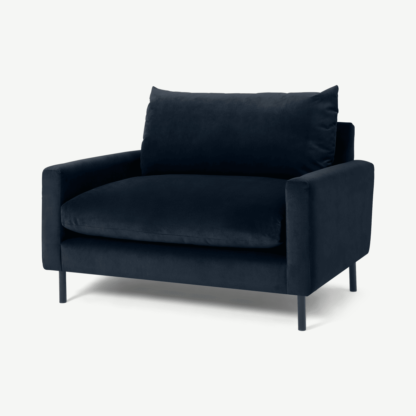 An Image of Russo Loveseat, Navy Recycled Velvet