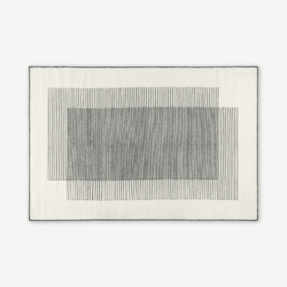 An Image of Caixa Wool Rug, Large 160 x 230cm, Off White & Black