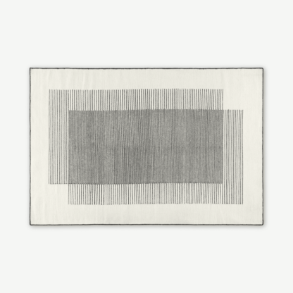 cf636d7c5d1ee280f30a760937765edcbbd661eff3f491cf57baa9ca77380430-1.png An Image of Caixa Wool Rug, Large 160 x 230cm, Off White & Black