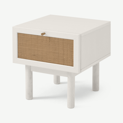 cf85924787ef703582000f237d9f253f0376497f65208973c592a68804185144-1.png An Image of Pavia Bedside Table, Natural Rattan & White-Washed Oak Effect