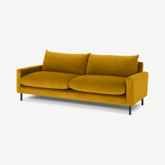 An Image of Russo 3 Seater Sofa, Mustard Recycled Velvet