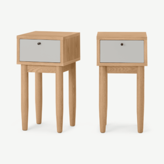 An Image of Campton Compact Set of 2 Bedside Tables, Oak & Grey