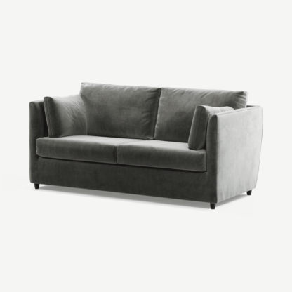 An Image of Milner Sofa Bed with Memory Foam Mattress, Steel Grey Velvet