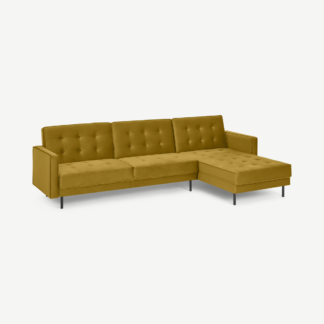 An Image of Rosslyn Right Hand Facing Chaise End Click Clack Sofa Bed, Vintage Gold Velvet