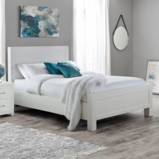 An Image of Hoxton White Wooden Bed Frame - 5ft King Size