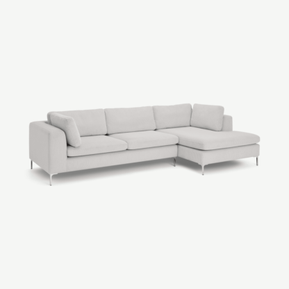 An Image of Monterosso Right Hand Facing Chaise End Sofa, Stone Grey Corduroy Velvet