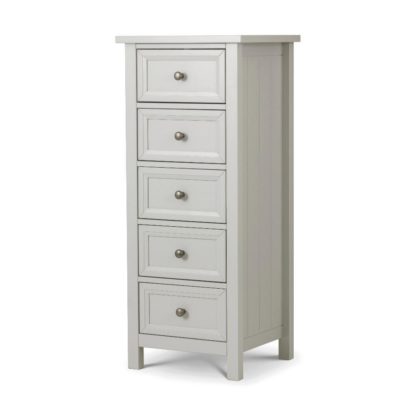 An Image of Maine Dove Grey 5 Drawer Wooden Tall Chest
