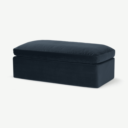 An Image of Samona Ottoman Sofa Bed, Dark Blue Velvet