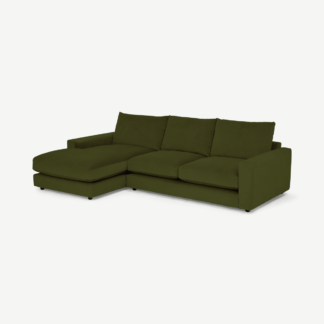 An Image of Arni Left Hand Facing Chaise End Sofa, Moss Recycled Velvet