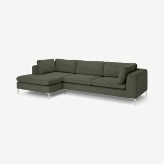 An Image of Monterosso Left Hand Facing Chaise End Sofa, Sage Corduroy Velvet