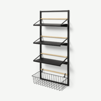 An Image of Tomas 4-Tier Wall-Mounted Kitchen Storage Shelf, Extra Large, Black