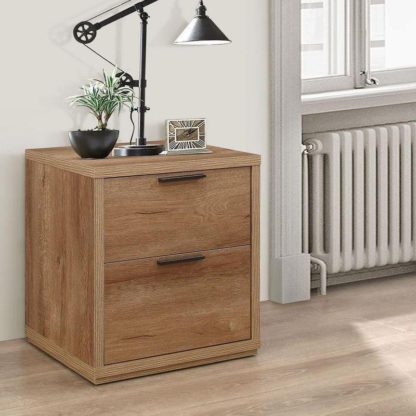 An Image of Stockwell Rustic Oak Wooden 2 Drawer Bedside Table