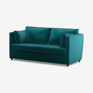 An Image of Milner Sofa Bed with Foam Mattress, Tuscan Teal Velvet