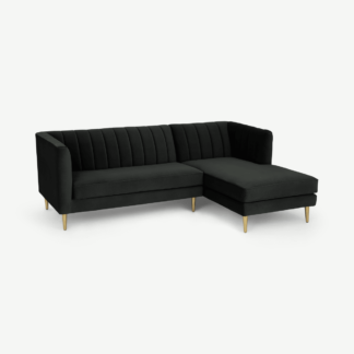 An Image of Amicie Right Hand Facing Chaise End Corner Sofa, Dark Anthracite Velvet