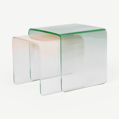 d45dabedc037aceafaefe8e14e28acd18a29f821ccf3dbbcf373335a8844da96-1.png An Image of Hesta Nesting Side Table, Green and Pink
