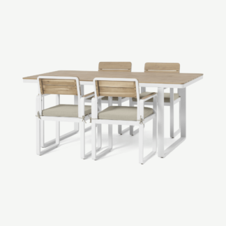 An Image of Topa Garden 4 Seater Dining Set, Acacia Wood & White