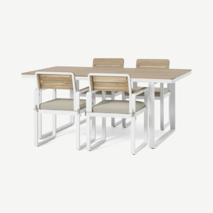 An Image of Topa Garden 4 Seater Dining Set, Acacia Wood & White