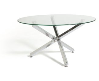 An Image of Argos Home Ava Glass Coffee Table - Chrome