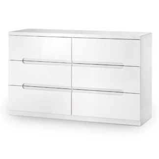 An Image of Manhattan Gloss White 6 Drawer Wide Chest