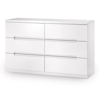 An Image of Manhattan Gloss White 6 Drawer Wide Chest