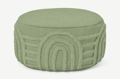 An Image of Raina 100% New Zealand Tufted Wool Pouffe, Sage Green