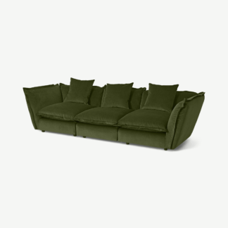 An Image of Fernsby 3 Seater Sofa, Moss Recycled Velvet