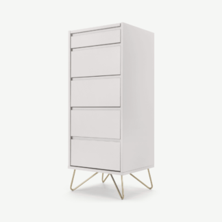 An Image of Elona Vanity Chest of Drawers, Ivory White & Brass