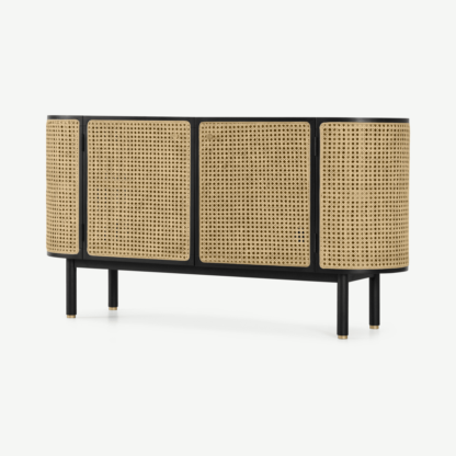 d58b713531e9864ba1ab5b39aa02f065d5a7ced4f058f7f05c50f0518725fc9d.png An Image of Ankhara Sideboard, Black Stain Oak & Rattan
