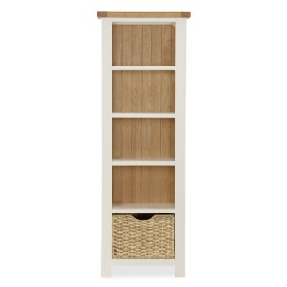 An Image of Wilby Cream Slim Bookcase Cream (Natural)