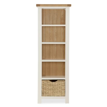 An Image of Wilby Cream Slim Bookcase Cream (Natural)