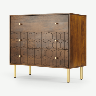An Image of Hedra Chest of Drawers, Mango Wood & Brass