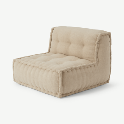 An Image of Sully Modular Large Floor Cushion, Oatmeal Cotton Slub