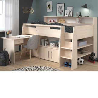 An Image of Kurt Acacia Wooden Mid Sleeper Bed Frame - EU Single