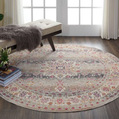 An Image of Vintage Kashan 1 Round Rug Blue