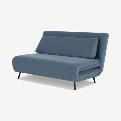 An Image of Kahlo Large Sofa Bed, Arctic Blue Velvet