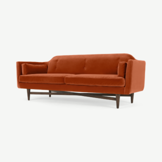An Image of Imani 3 Seater Sofa, Burnt Orange Cotton Velvet